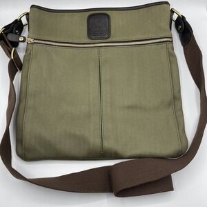 Ghurka‎ Genuine Guide Messenger Bag Leather Green Herringbone Twill Shoulder